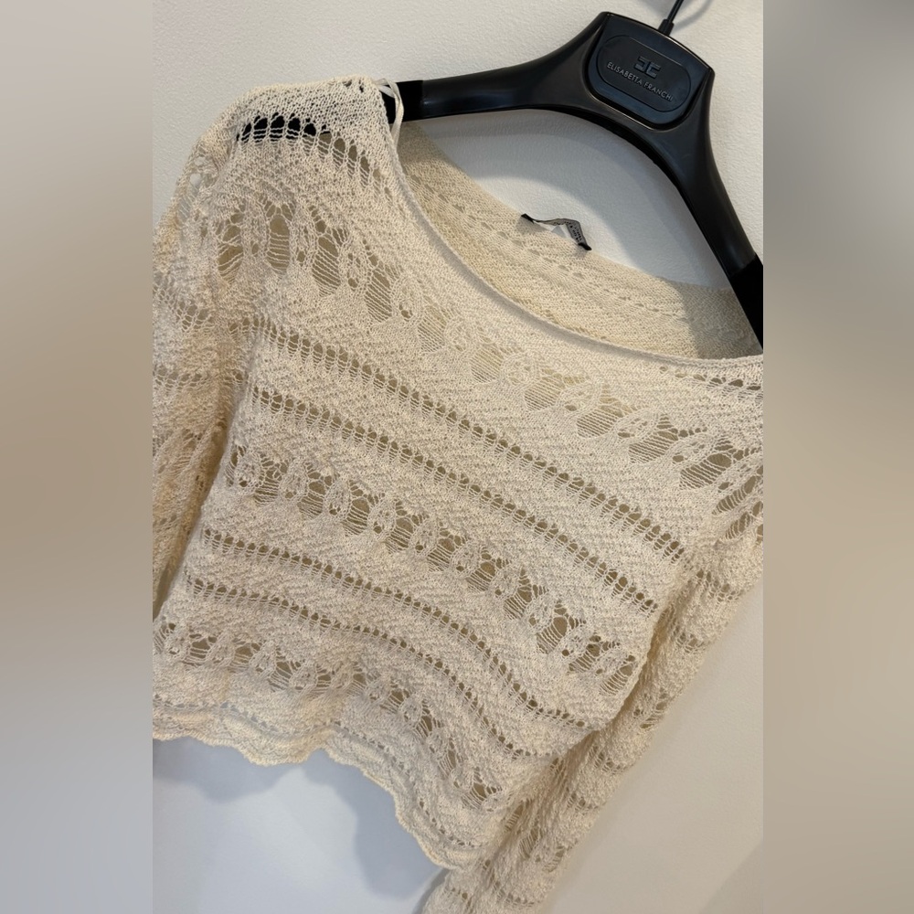 Zara Marching Set: Crochet Knit Top & Shorts Ecru - Picture 6 of 11